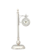 Lamps Cool Lamps - 8" x 3.75" x 16.25" Brass/ Alum. Lamp Post Clock One Sided HomeRoots