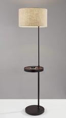 Lamps Cute Lamps - 17" X 17" X 63.5" Black Metal/Wood Wireless Charging Shelf Floor Lamp HomeRoots