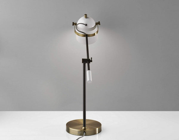 Lamps Cute Lamps - 8" X 24.5" X 18.5" - 28.5" White Metal Desk Lamp HomeRoots