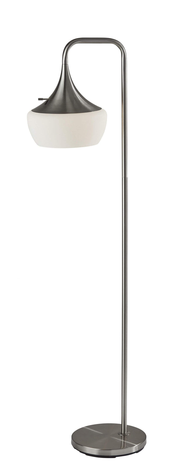 Lamps Decorative Lamps - 12" X 18" X 63.5" Brushed steel Metal Floor Lamp HomeRoots
