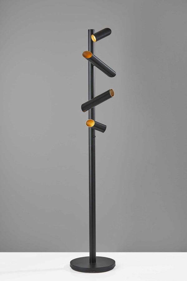 Lamps Decorative Lamps - 14" X 14" X 72" Black Metal LED Floor Lamp HomeRoots