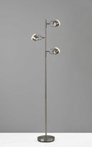 Lamps Decorative Lamps - 15" X 9" X 63.25" Brushed steel Metal LED Tree Lamp HomeRoots