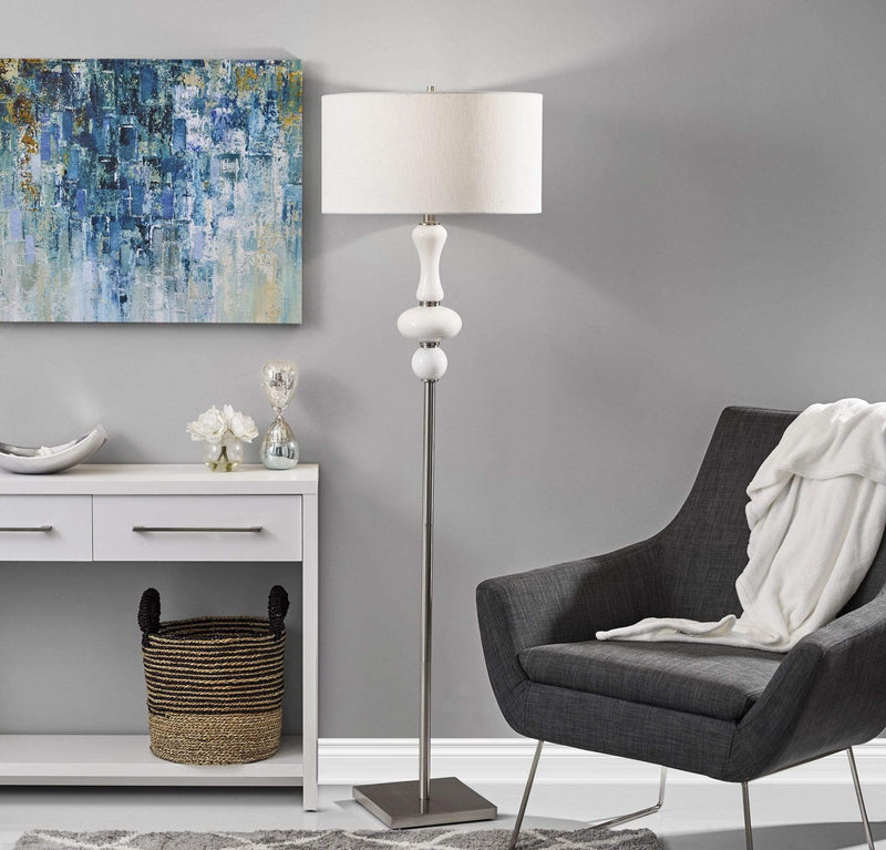 Lamps Decorative Lamps - 19" X 19" X 65.5" Brushed steel Metal Floor Lamp HomeRoots