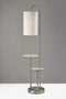 Lamps Decorative Lamps - 20" X 13" X 66" Brushed steel Metal/Glass Shelf Floor Lamp HomeRoots