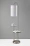 Lamps Decorative Lamps - 20" X 13" X 66" Brushed steel Metal/Glass Shelf Floor Lamp HomeRoots