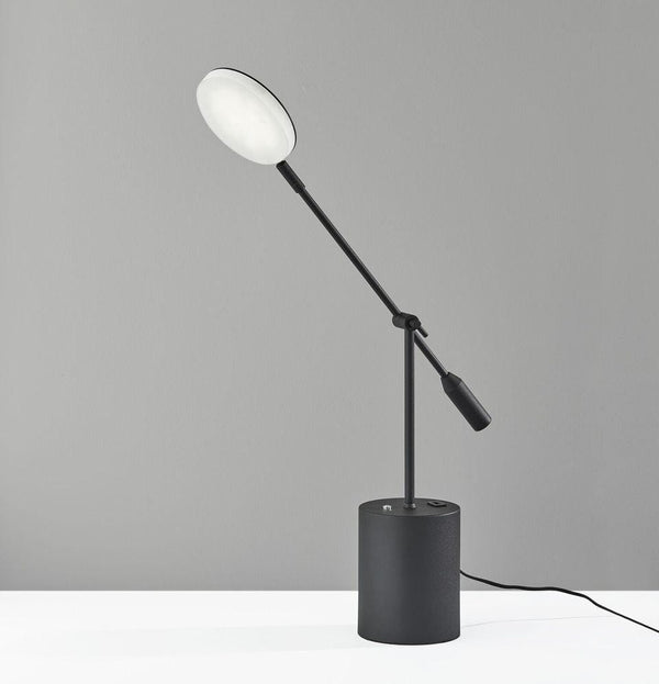 Lamps Decorative Lamps - 28" X 6" X 45.5-64" Black Metal LED Floor Lamp HomeRoots
