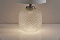 Lamps End Table Lamps - 11" X 11" X 21.25" Brushed steel Metal Table Lamp w. Night Light HomeRoots