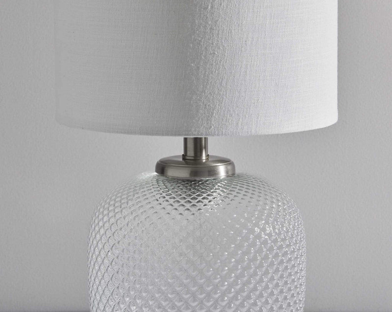 Lamps End Table Lamps - 11" X 11" X 21.25" Brushed steel Metal Table Lamp w. Night Light HomeRoots