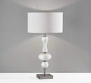 Lamps End Table Lamps - 15" X 15" X 28.75" Brushed steel Glass Table Lamp HomeRoots