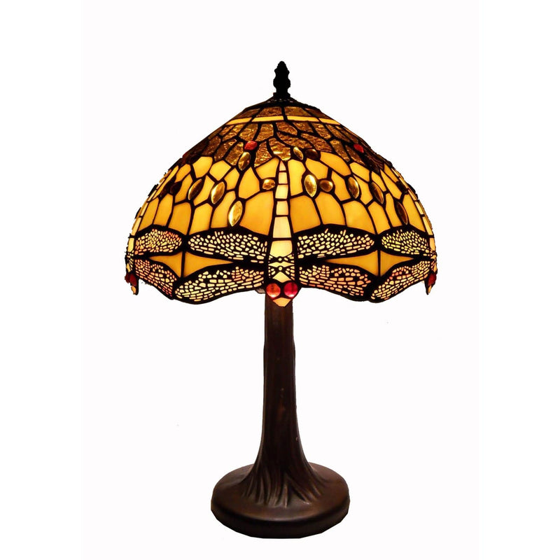 Lamps End Table Lamps - Tiffany Style Amber Dragonfly Table Lamp HomeRoots