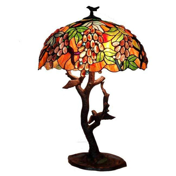 Lamps End Table Lamps - Tiffany-style Grapes/ Birds Mosaic Table Lamp HomeRoots