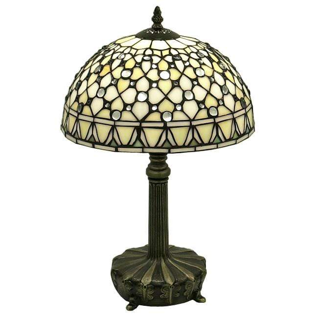 Lamps End Table Lamps - Tiffany-style White Jewel Lamp HomeRoots