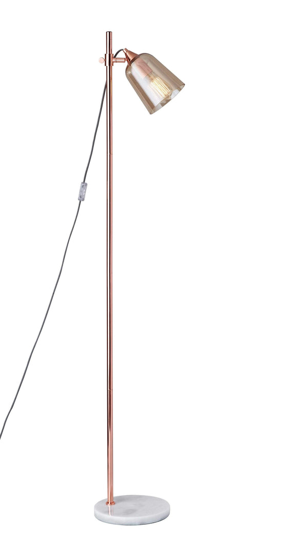 Lamps Kitchen Lamps - 11" X 9.75" X 61.75" Copper Marble/Glass Floor Lamp HomeRoots