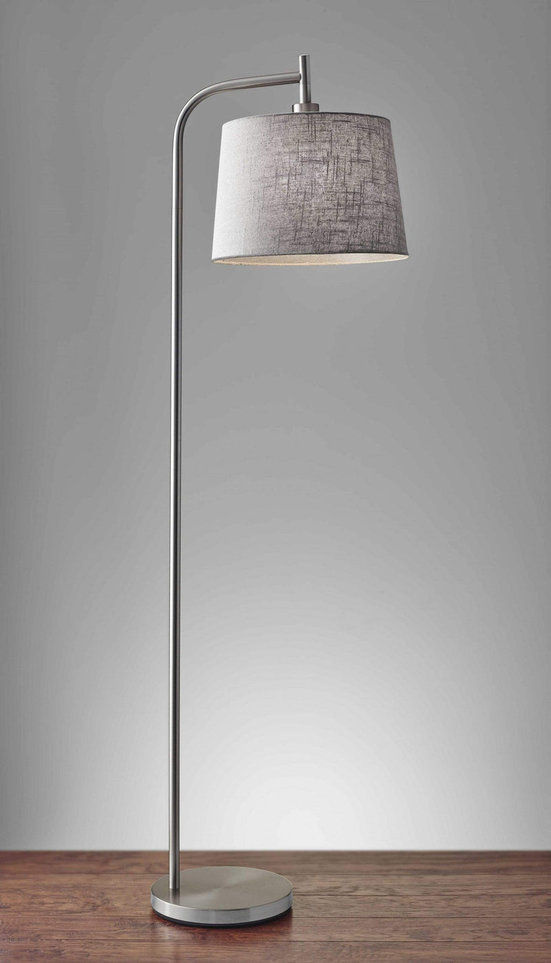 Lamps Kitchen Lamps - 13" X 18" X 58" Brushed Steel Metal Floor Lamp HomeRoots