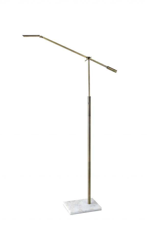 Lamps Kitchen Lamps - 8" X 30" X 46.5" - 61" Brass Metal LED Floor Lamp HomeRoots