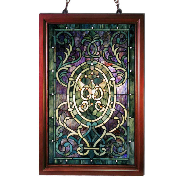 Lamps Lamps - Tiffany-style Purple Wooden Frame Window Panel HomeRoots