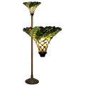 Lamps Modern Table Lamps - Tiffany-style Green Leaf Torchiere Lamp HomeRoots