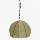 Lamps Retro Lamp - 14" X 14" X 13" Brown Iron Leather Pendant Lamp HomeRoots