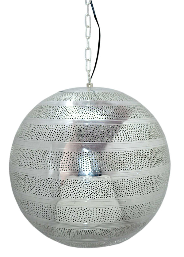 Lamps Retro Lamp - 16" X 16" X 17" Silver Aluminium Iron Pendant Lamp HomeRoots