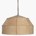 Lamps Retro Lamp - 20" X 20" X 14" Brown Iron Leather Pendant Lamp HomeRoots