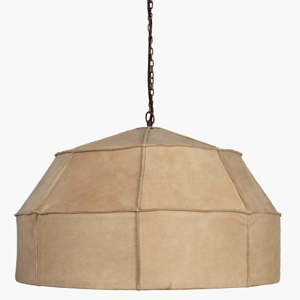 Lamps Retro Lamp - 20" X 20" X 14" Brown Iron Leather Pendant Lamp HomeRoots