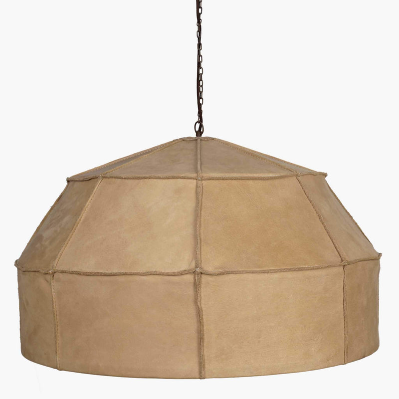 Lamps Retro Lamp - 20" X 20" X 14" Brown Iron Leather Pendant Lamp HomeRoots