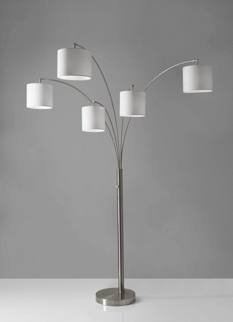 Lamps Room Lamp - 44" X 42" X 82" Brushed steel Metal 5-Arm Arc Lamp HomeRoots