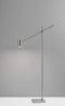 Lamps Room Lamp - 6.5" X 22.5- 30.5" X 58"- 63" Brushed Steel Metal LED Floor Lamp HomeRoots