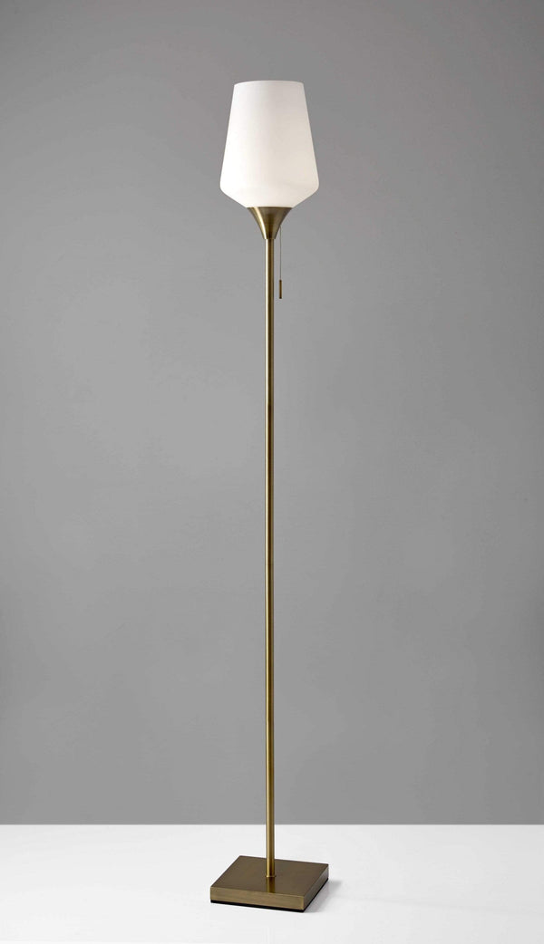 Lamps Room Lamp - 8.5" X 8.5" X 71" Brass Glass/Metal Floor Lamp HomeRoots