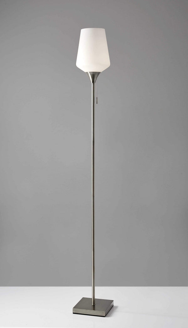 Lamps Room Lamp - 8.5" X 8.5" X 71" Brushed Steel Glass/Metal Floor Lamp HomeRoots