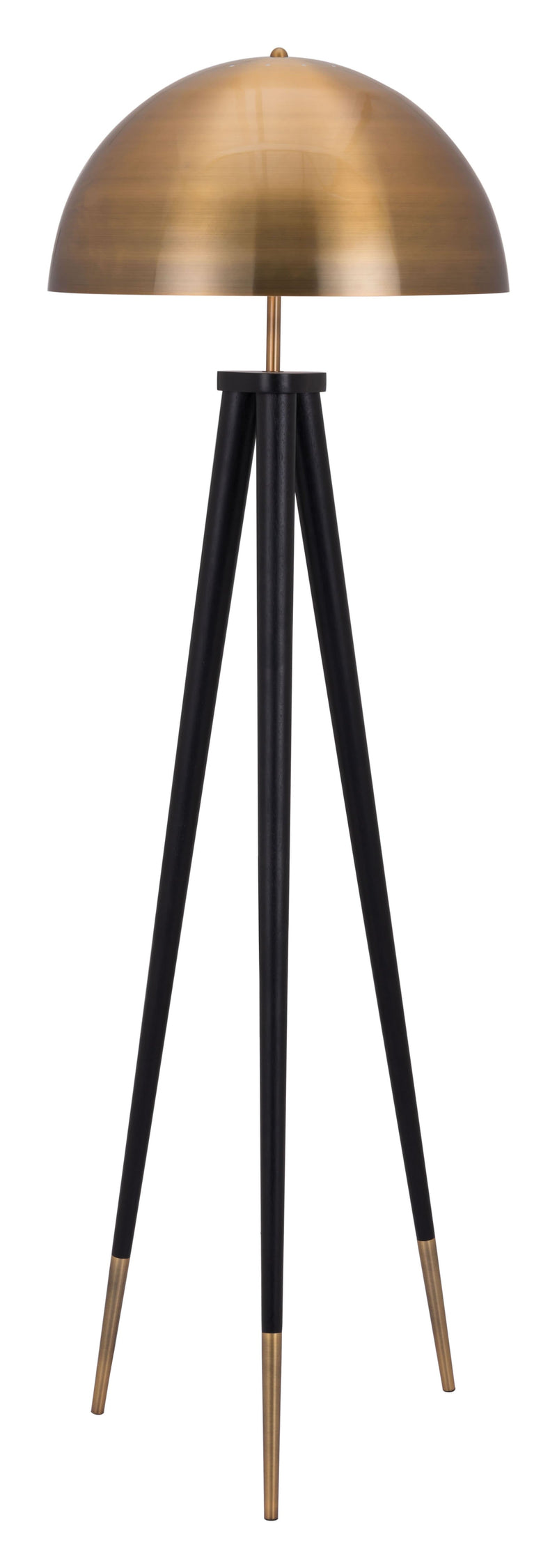 Lamps Rustic Lamps - 19.9" x 19.9" x 61.6" Brass & Black, Steel, Floor Lamp HomeRoots