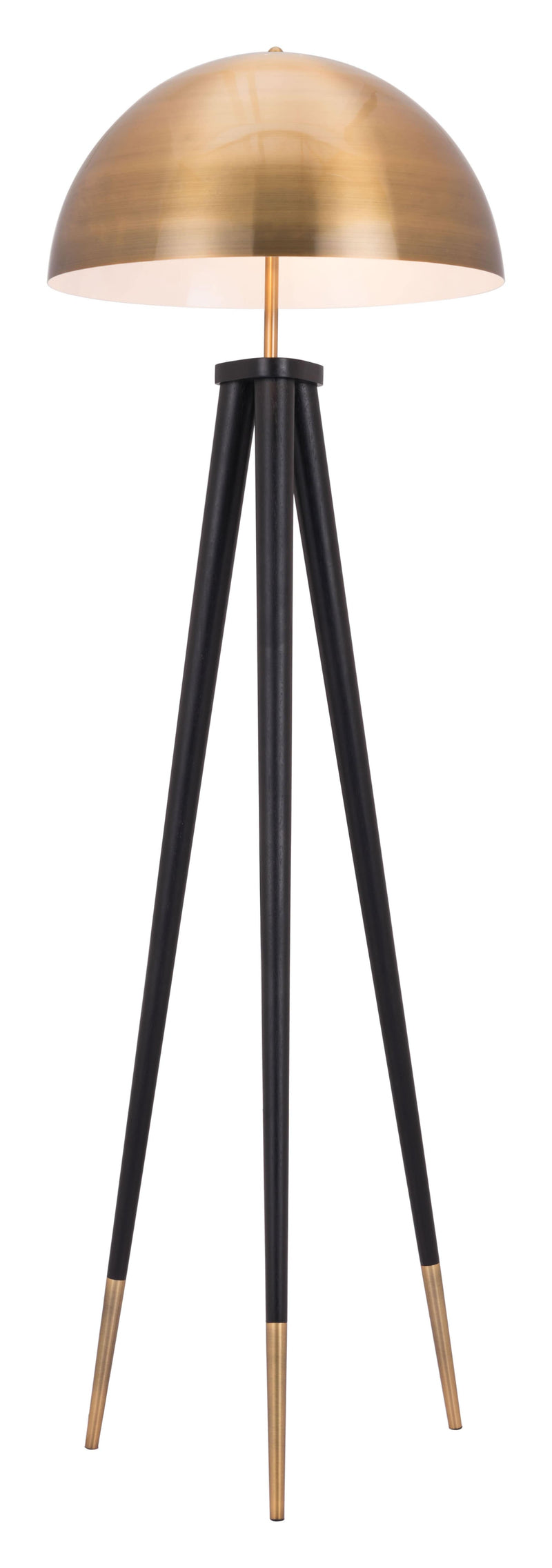 Lamps Rustic Lamps - 19.9" x 19.9" x 61.6" Brass & Black, Steel, Floor Lamp HomeRoots