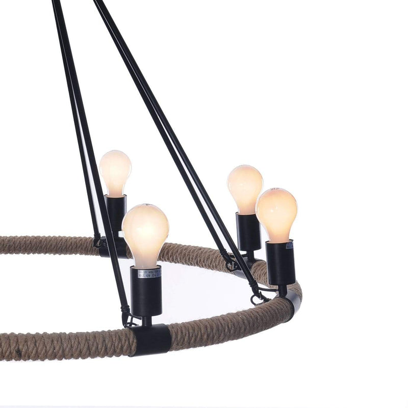Lamps Rustic Lamps - 32" x 37" x 32" 8 Bulbs, Rope - Pendant Lamp HomeRoots