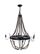 Lamps Rustic Lamps - 35.5" x 35.5" x 47" 8 Bulbs, Large, Rope - Pendant Lamp HomeRoots