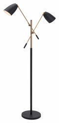 Lamps Rustic Lamps - 47.2" x 7.9" x 70.9" Matte Black & Brass, Steel & Marble, Floor Lamp HomeRoots