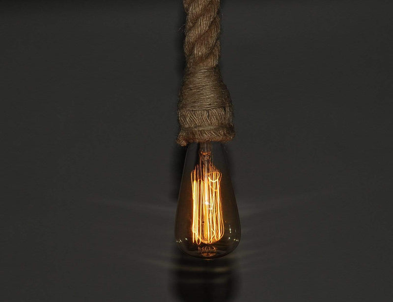 Lamps Rustic Lamps - 5.5" x 5.5" x 36" Rope Pendant Lamp - Single Bulb HomeRoots