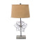 Lamps Rustic Table Lamps - 11" x 15" x 27.75" Tan, Country Cottage with Blooming Flower Pedestal - Table Lamp HomeRoots
