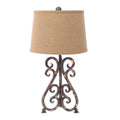 Lamps Rustic Table Lamps - 13" x 11" x 23.75" Bronze, Vintage Metal, Khaki Linen Shade - Table Lamp HomeRoots