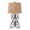 Lamps Rustic Table Lamps - 13" x 11" x 23.75" Bronze, Vintage Metal, Khaki Linen Shade - Table Lamp HomeRoots
