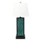 Lamps Rustic Table Lamps - 13" x 15" x 30.75" Black, Metal With Teal Brick Pattern - Table Lamp HomeRoots