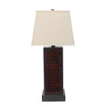 Lamps Rustic Table Lamps - 13" x 15" x 30.75" Burgundy, Metal, Brick Pattern - Table Lamp HomeRoots