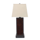 Lamps Rustic Table Lamps - 13" x 15" x 30.75" Burgundy, Metal, Brick Pattern - Table Lamp HomeRoots