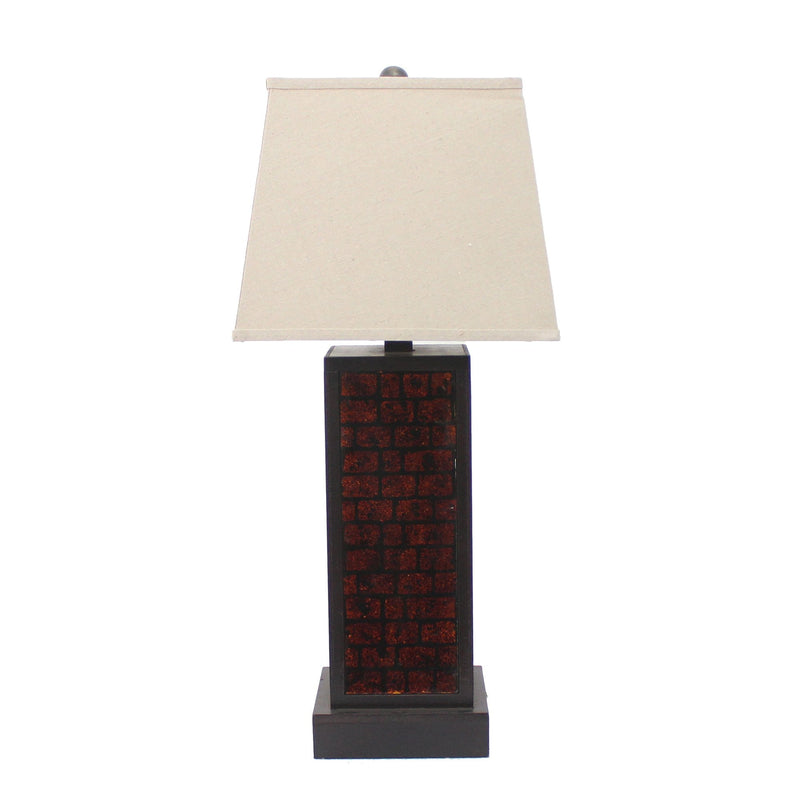 Lamps Rustic Table Lamps - 13" x 15" x 30.75" Burgundy, Metal, Brick Pattern - Table Lamp HomeRoots