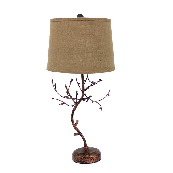 Lamps Rustic Table Lamps - 13" x 15" x 31" Bronze, Vintage, Metal With Elegant Tree Base - Table Lamp HomeRoots