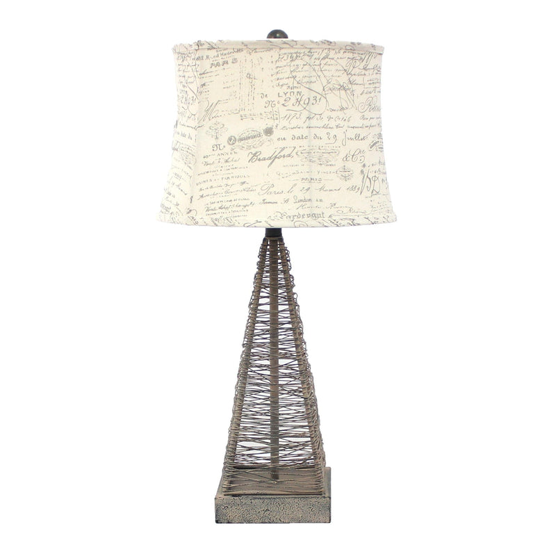 Lamps Rustic Table Lamps - 15" x 13" x 28.5" Tan, Industrial Metal With Gentle Linen Shade - Table Lamp HomeRoots