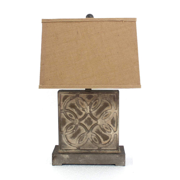 Lamps Rustic Table Lamps - 4.75" x 11.75" x 24.75" Brown, Vintage with Khaki Linen Shade - Table Lamp HomeRoots