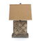 Lamps Rustic Table Lamps - 4.75" x 11.75" x 24.75" Brown, Vintage with Khaki Linen Shade - Table Lamp HomeRoots