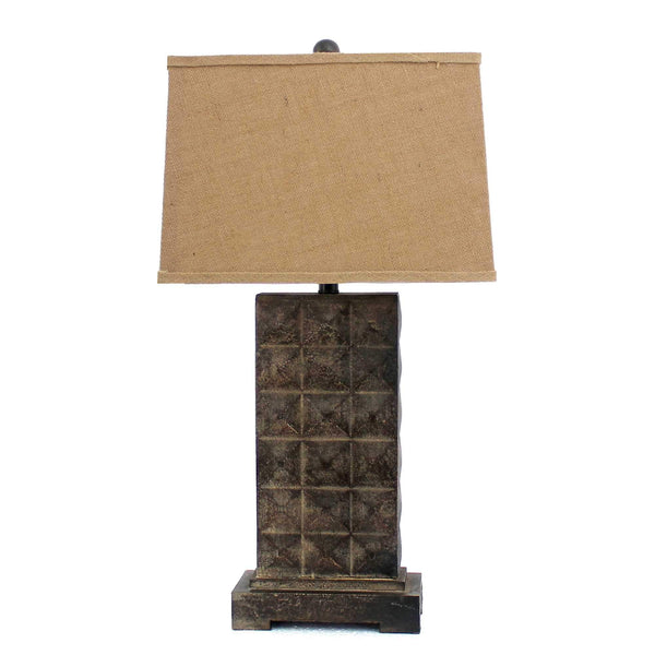 Lamps Rustic Table Lamps - 4.75" x 9.5" x 29.5" Brown, Vintage With Metal Pedestal - Table Lamp HomeRoots