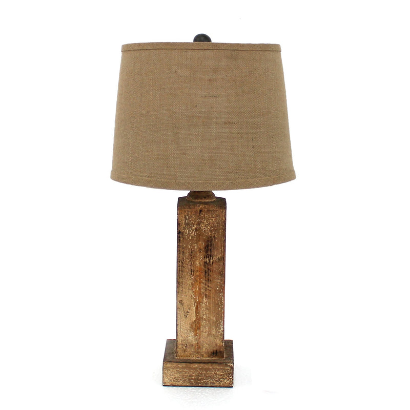 Lamps Rustic Table Lamps - 5.5" x 5.5" x 27" Brown, Rustic with Round Linen Shade - Table Lamp HomeRoots