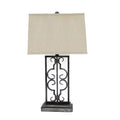 Lamps Rustic Table Lamps - 5.5" x 9.25" x 28.75" Gray, Industrial With Stacked Metal Pedestal - Table Lamp HomeRoots